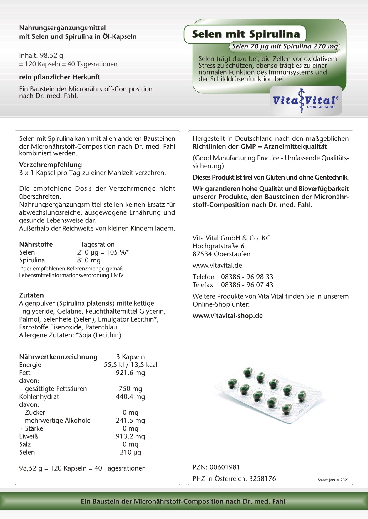 Selen mit Spirulina Vorteilspackung mit 120 Kapseln
