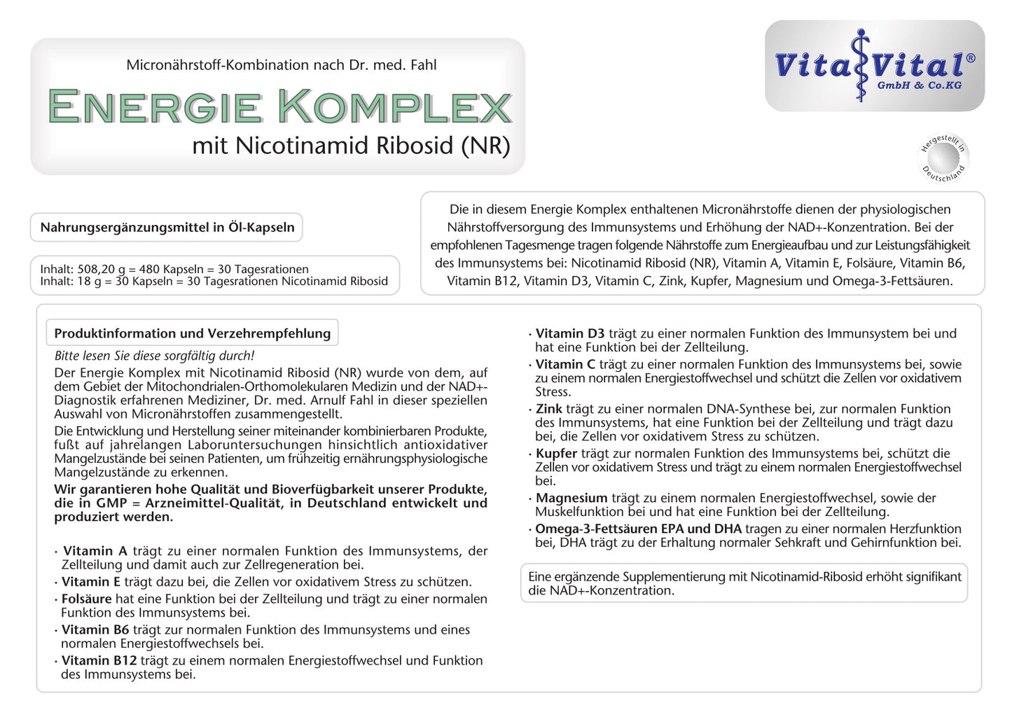 Energie Komplex mit Nicotinamid Ribosid (NR)
