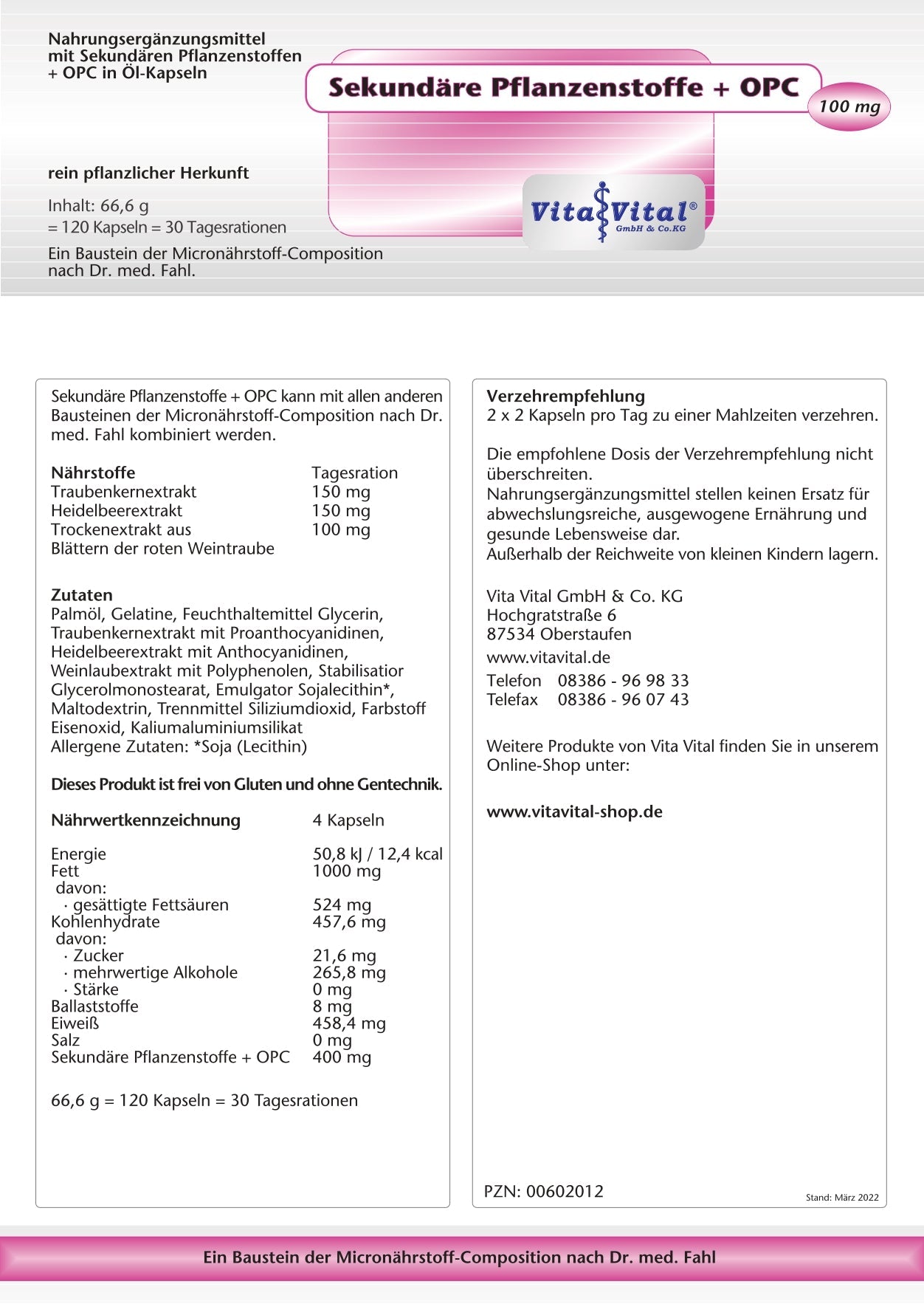 Sekundäre Pflanzenstoffe + OPC 100 mg