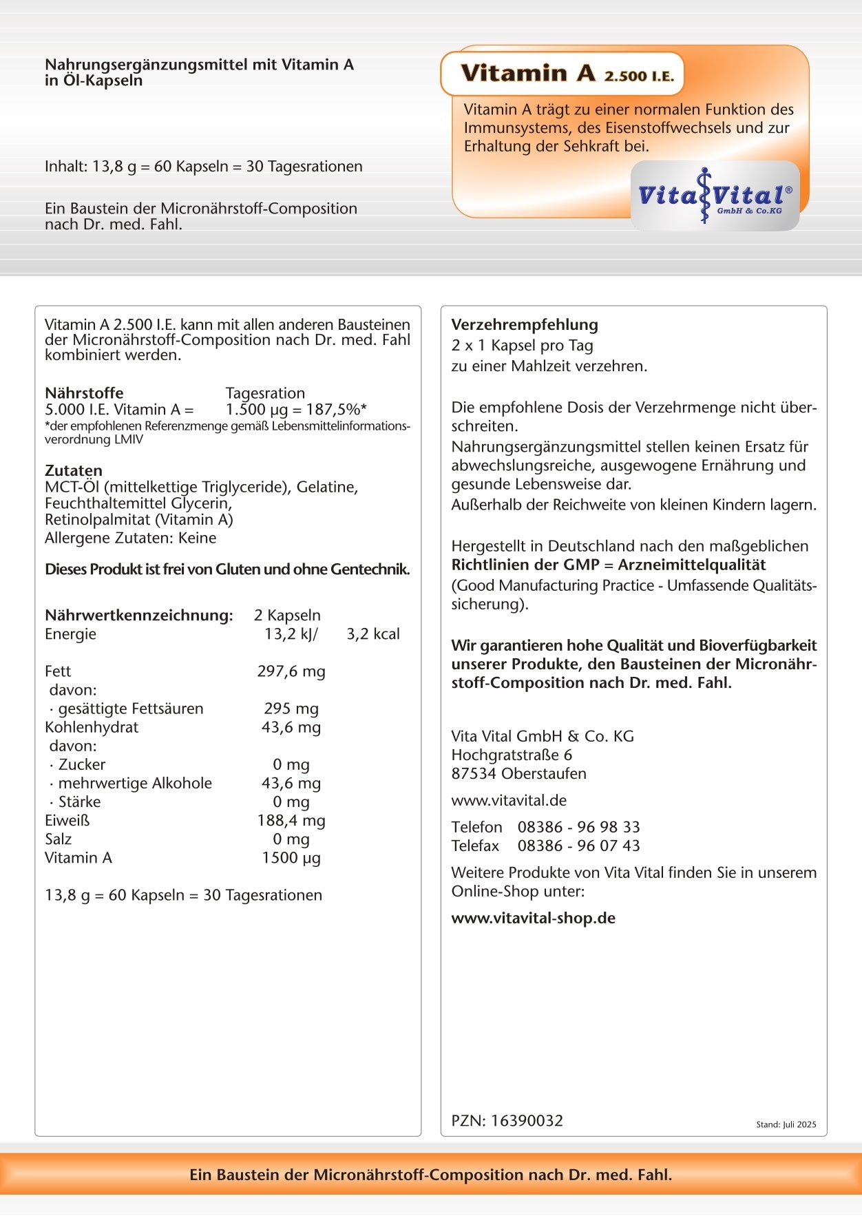 Vitamin A 2.500 I.E.