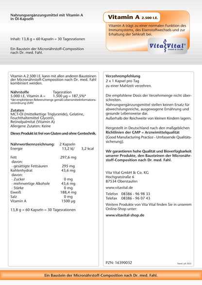 Vitamin A 2.500 I.E.
