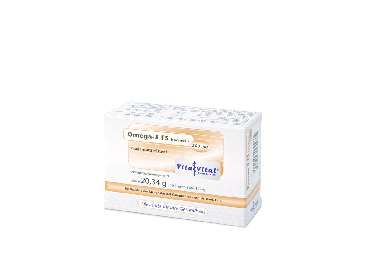 Omega-3-FS hochrein 500 mg - Packung mit 30 Kapseln