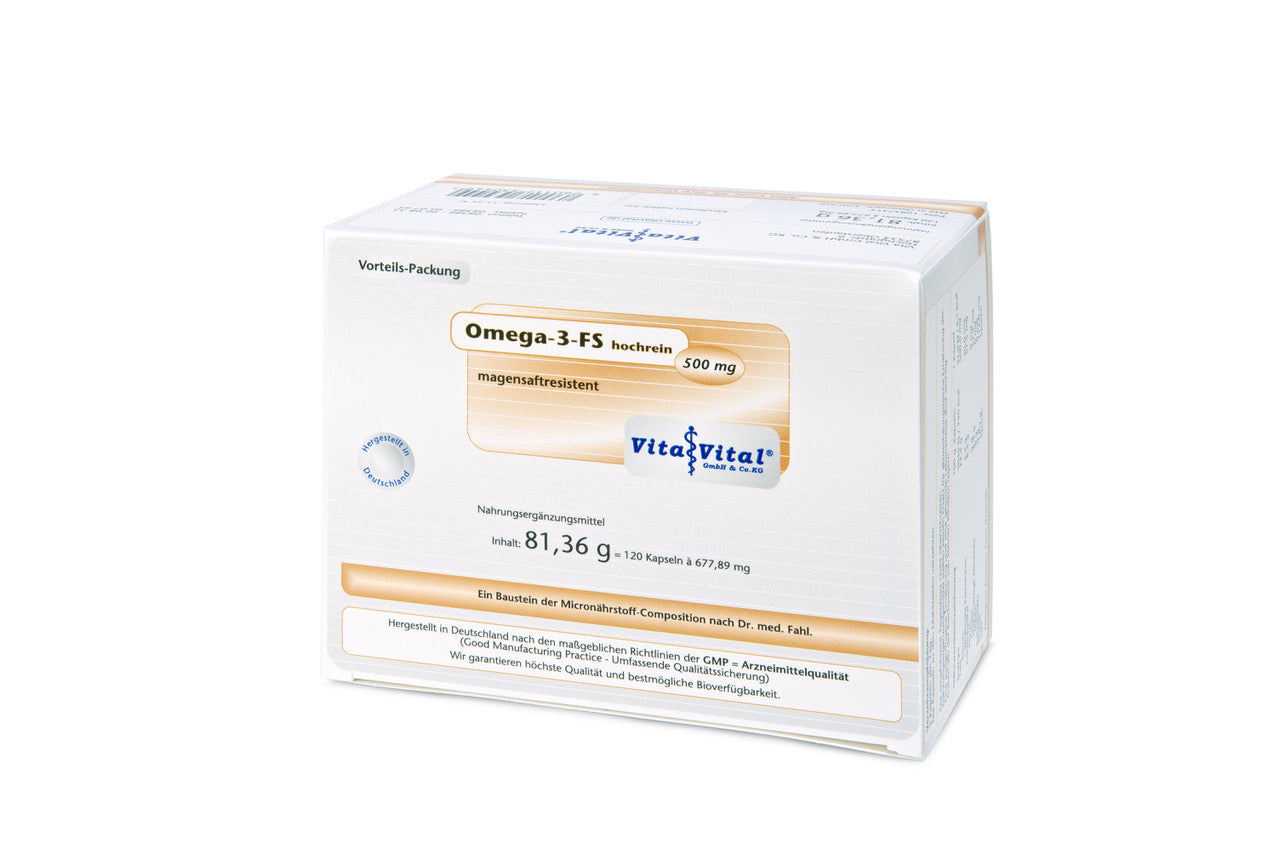 Omega-3-FS hochrein 500 mg - Vorteilspackung mit 120 Kapseln