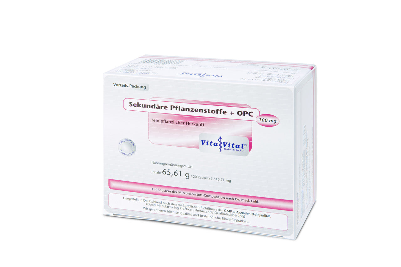 Sekundäre Pflanzenstoffe + OPC 100 mg - Vorteilspackung mit 120 Kapseln