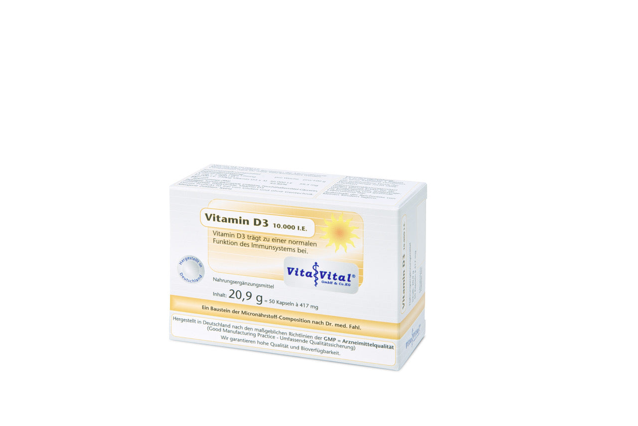 Vitamin D 3  10.000 I.E.  - Packung mit 50 Kapseln